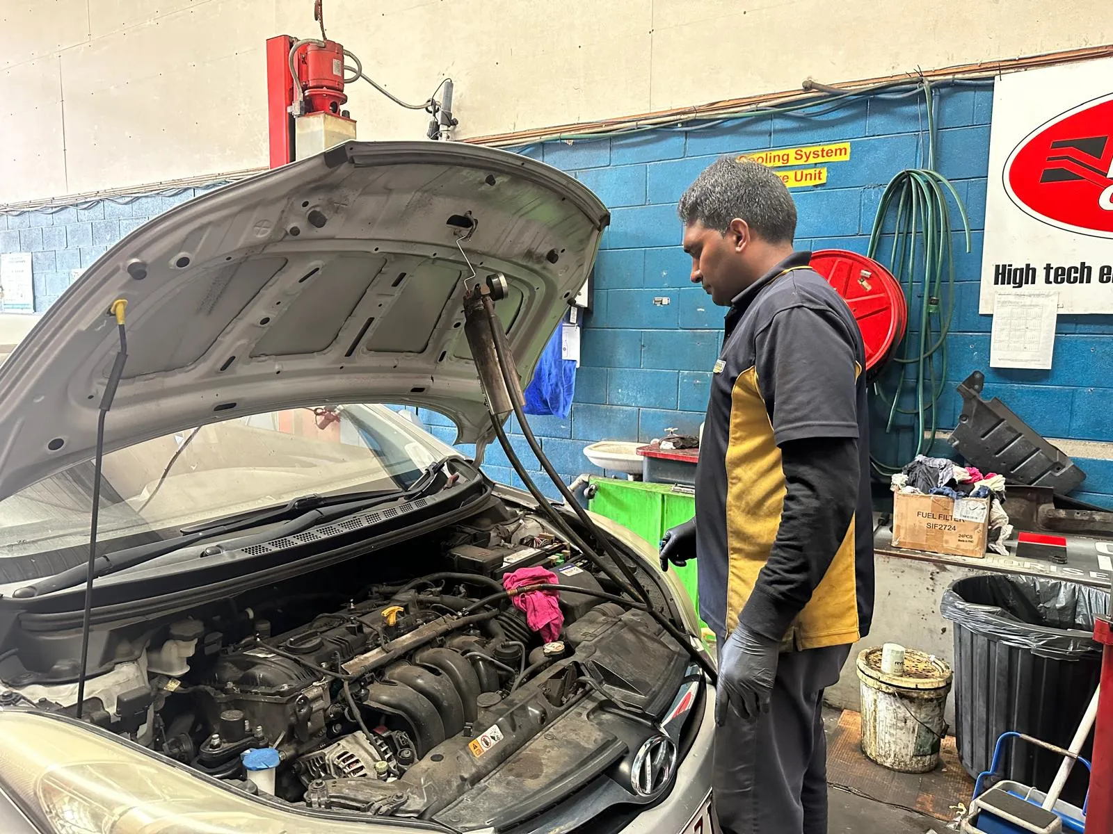 Vehicle being serviced